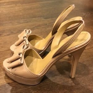 Valentino Nude Platform Heels Bow